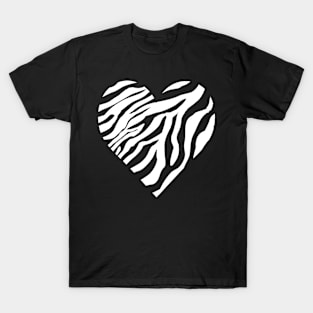 White zebra heart for dark background T-Shirt